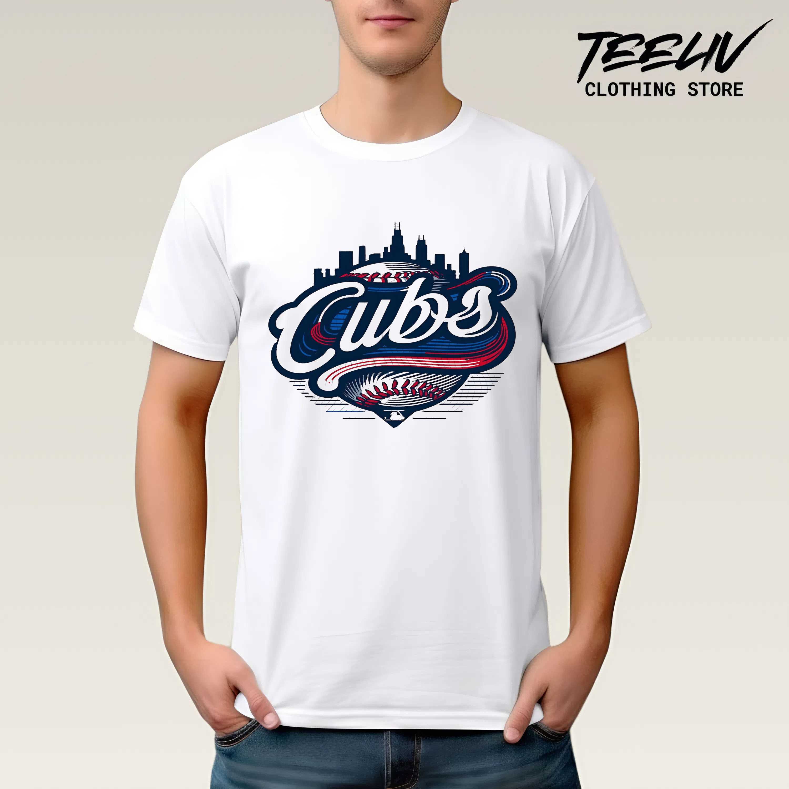 Chicago Cubs City Skyline Baseball